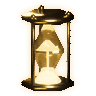A gold pixel hourglass